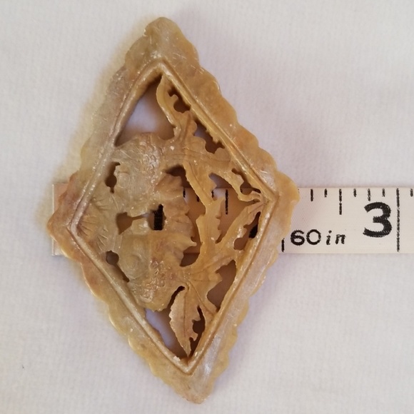 Kissing Koi Fish Hand Carved Soapstone Pendant - Picture 5 of 8